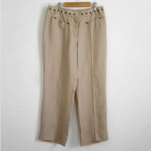 Studded Khaki Linen Blend Pants Petite 8